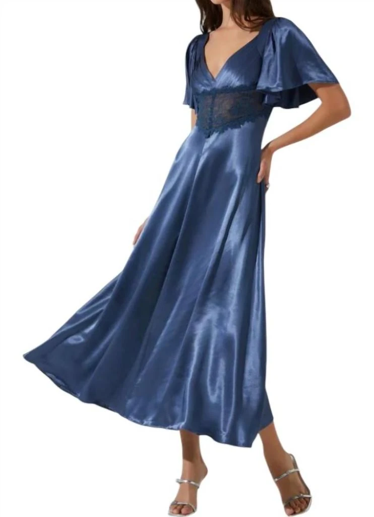 ASTR Aurelia Dress In Slate Blue 3