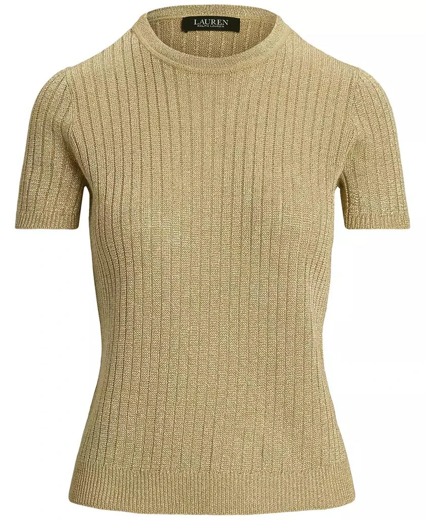 Ralph Lauren Women's Metallic Rib-Knit Short-Sleeve Sweater 5
