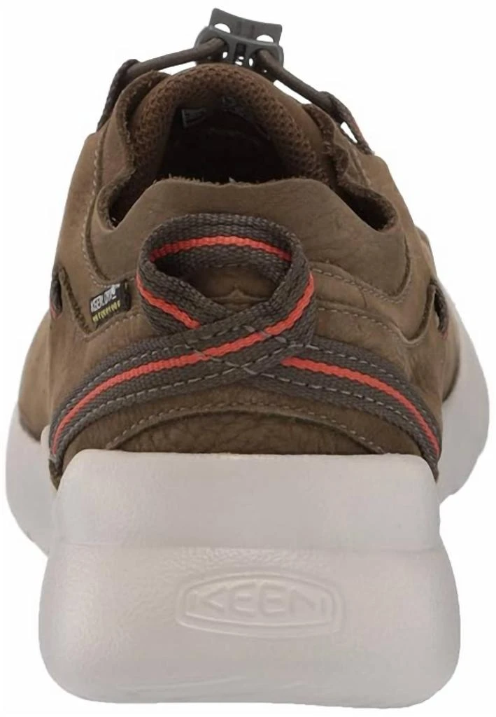 Keen Men's Highland Leather Waterproof Sneaker In Dark Olive/silver Birch 4