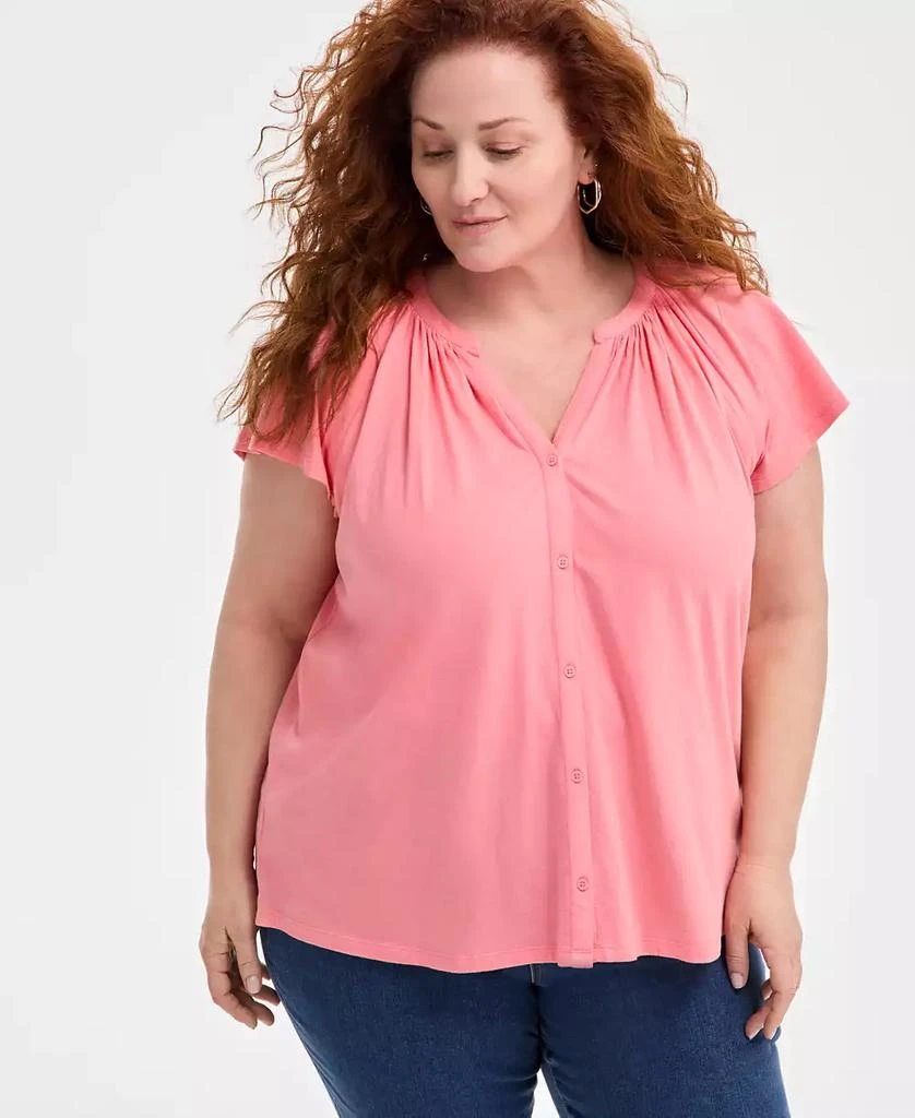 Style & Co Plus Size Flutter-Sleeve Top, Exclusively at Macy's 1