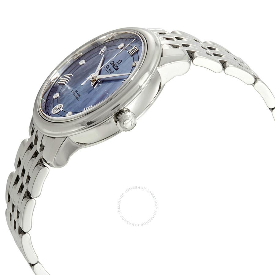 Omega De Ville Prestige Blue Mother of Pearl Diamond Dial Ladies Watch 424.10.33.20.57.001