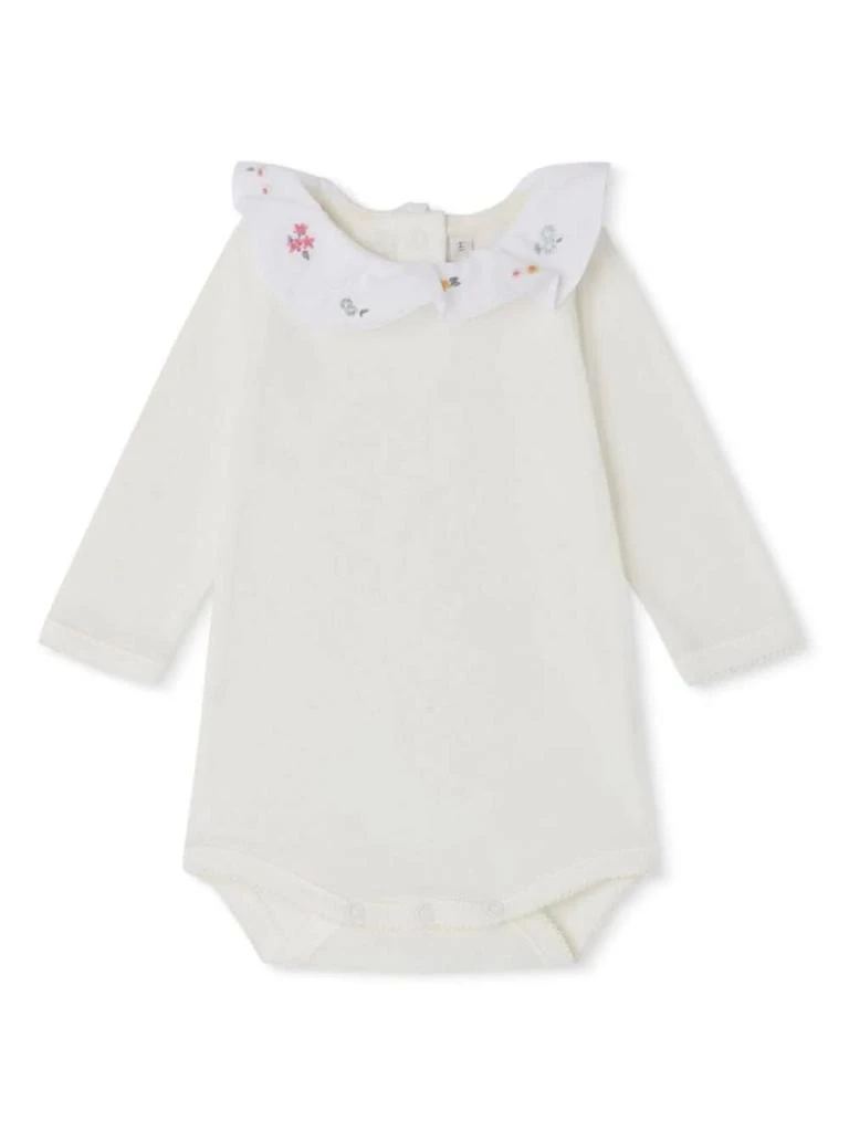 Bonpoint White June Bodysuit With Multicoloured Floral Embroidery from Italist