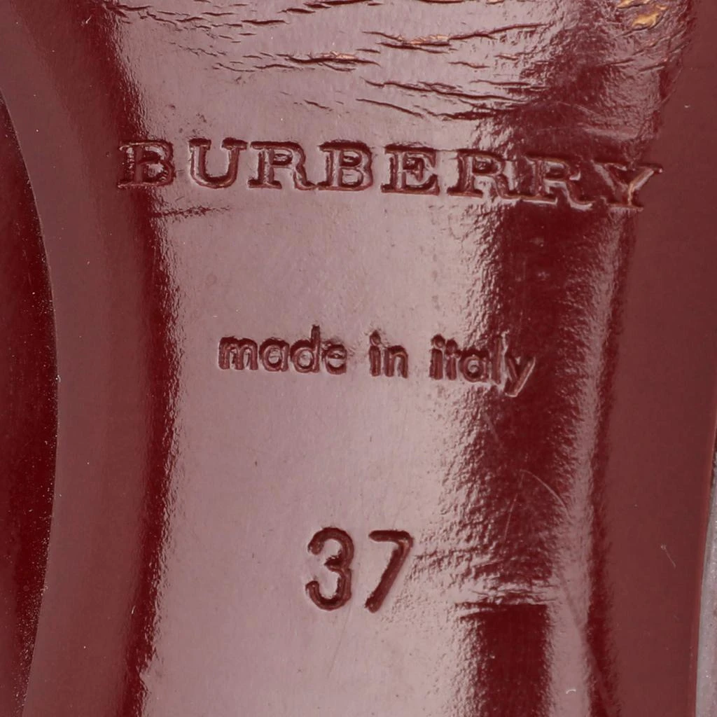 Burberry Burberry Burgundy Patent Leather and Coated Canvas Buckle Detail Pumps Size 37 9
