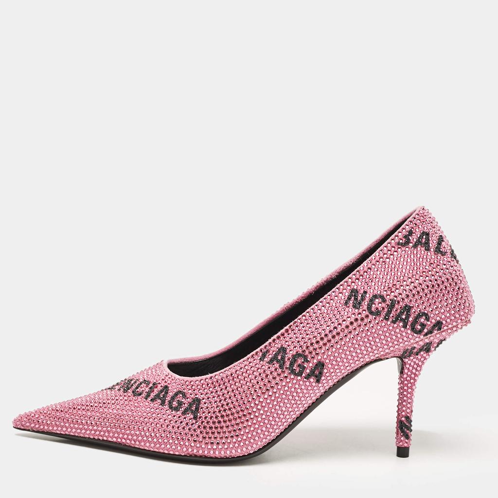 Shop Balenciaga Rhinestones Embellished Pointed-Toe Pumps on Shop Balenciaga Rhinestones Embellished Pointed-Toe Pumps on