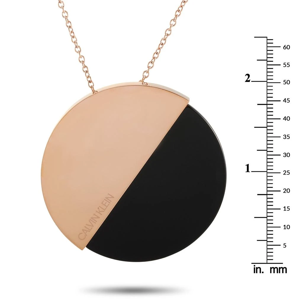 Calvin Klein Calvin Klein Spicy Rose Gold PVD-Plated Stainless Steel Onyx Big Pendant Necklace 4
