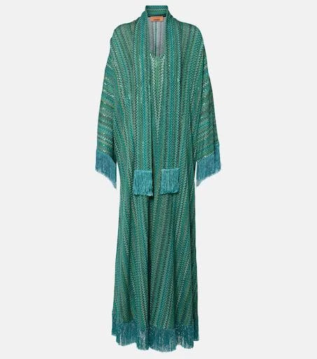 Missoni Zigzag sequined fringed lamé kaftan 1