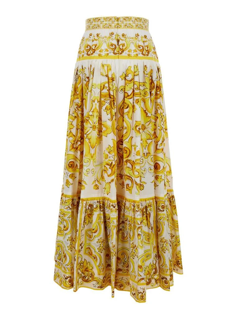 Dolce & Gabbana Dolce & Gabbana Majolica Printed Ruffled Midi Poplin Skirt 2