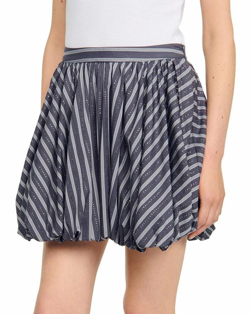 Sandro Striped Rhinestone Bubble Hem Skirt 4