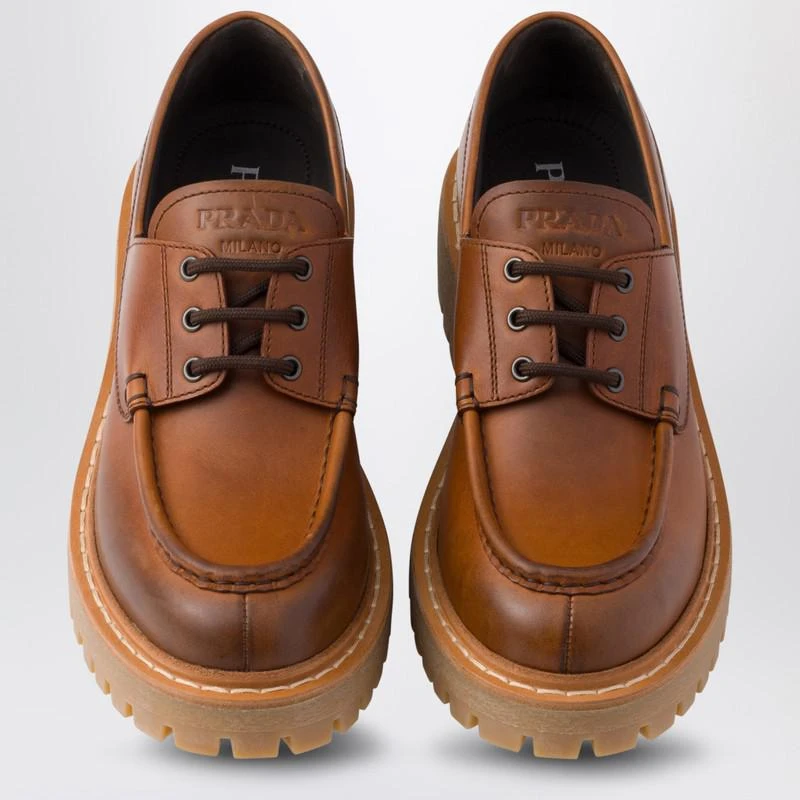 Prada Laced moccasins in cognac leather 3