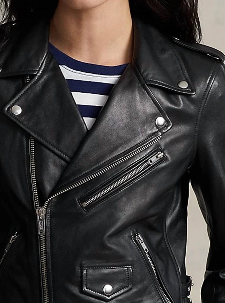 Ralph Lauren Sheepskin Leather Moto Jacket In Polo Black 3
