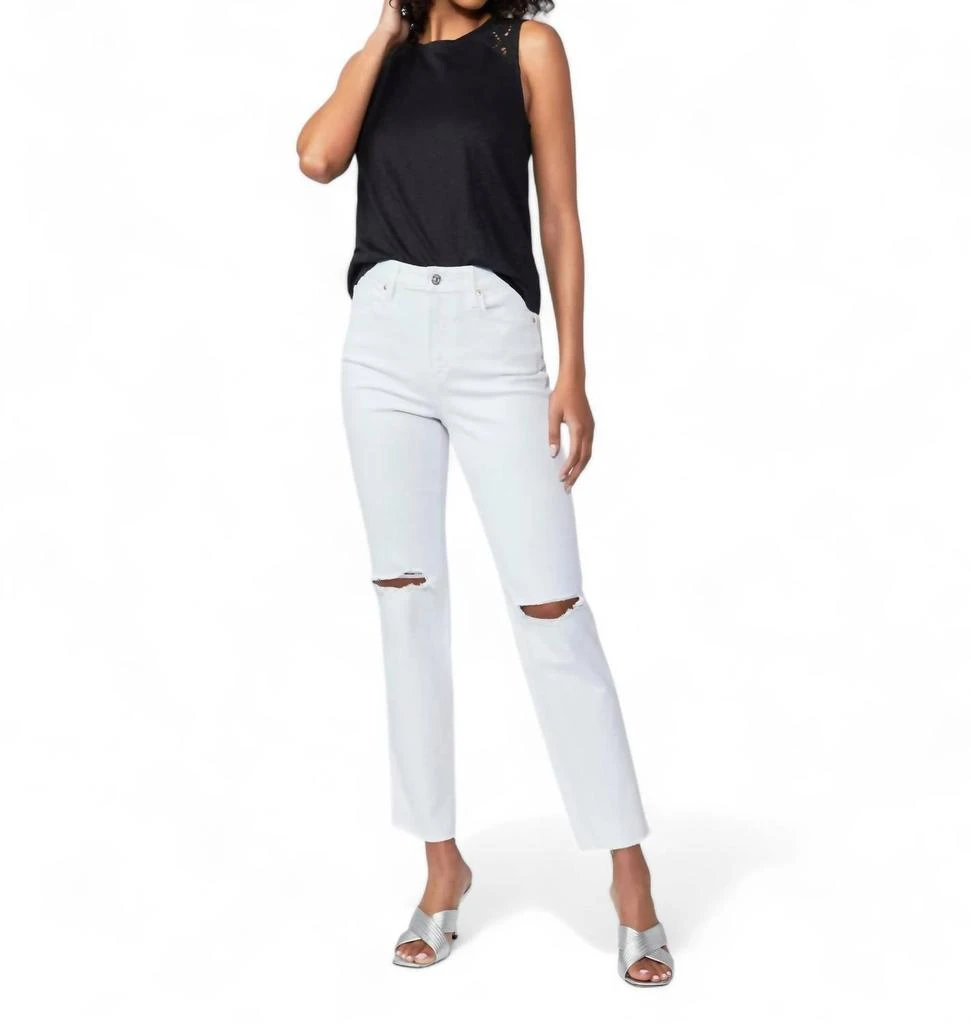 Paige Noella High Rise Jean In Soft Ecru Destructed 4