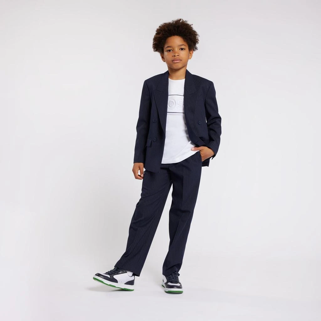 Hugo Boss BOSS Boys Striped Suit Jacket in Navy 2