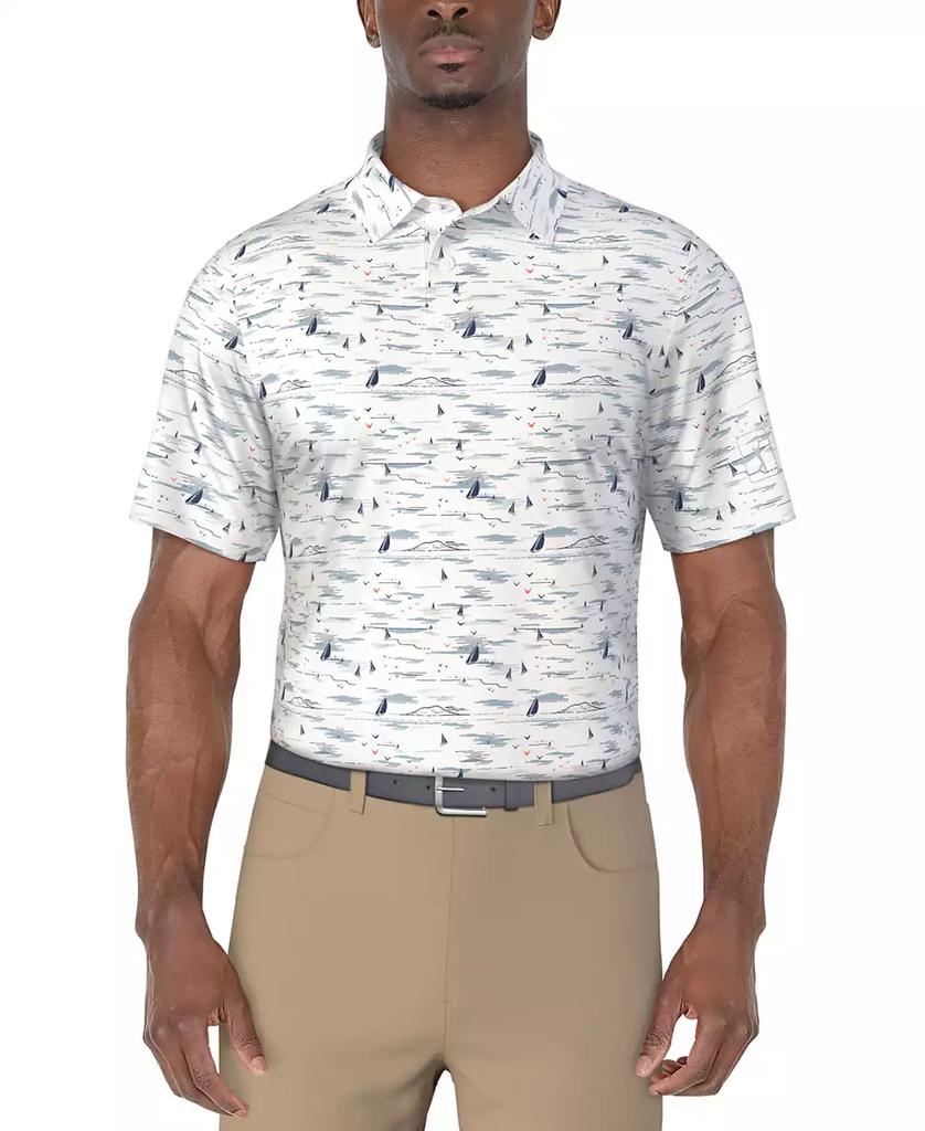 PGA TOUR Men's Short Sleeve Nautical Print Golf Polo Shirt