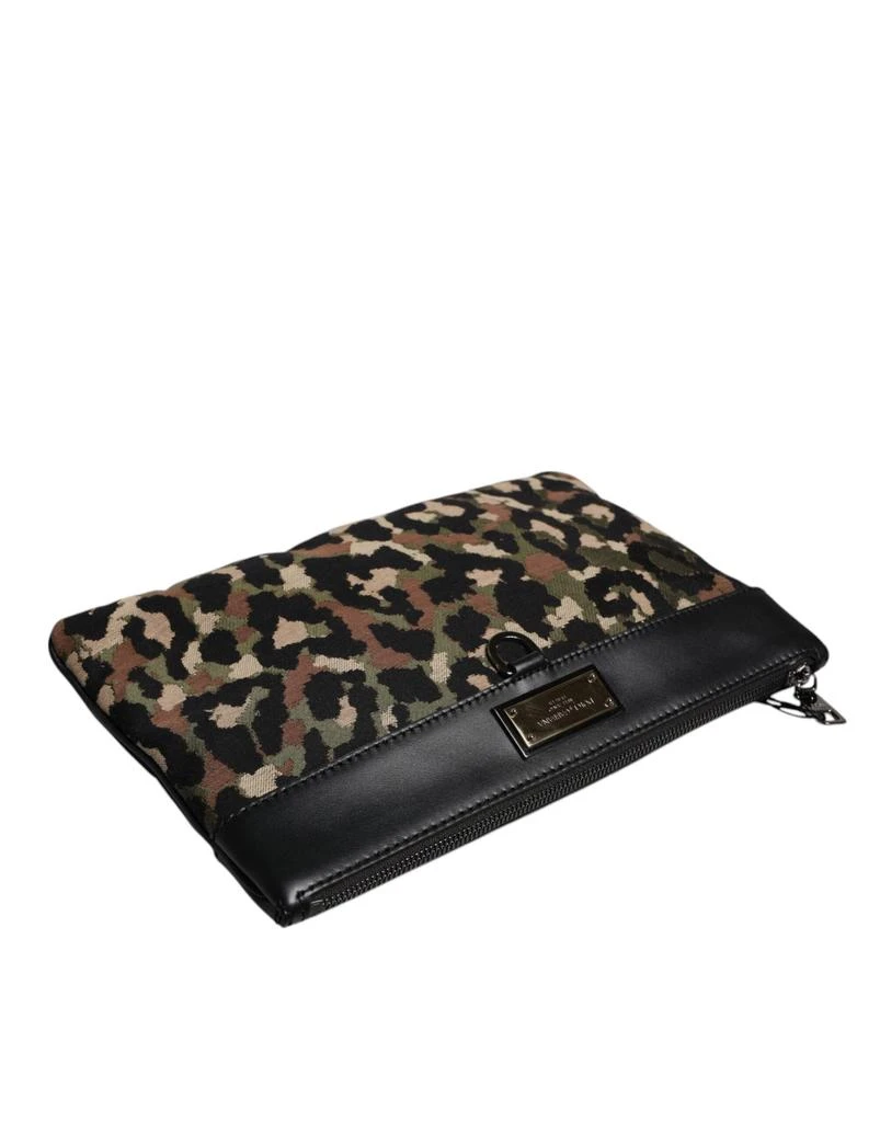Dolce & Gabbana multi Leopard Jacquard Print Logo Plaque Pouch Men's Bag 4