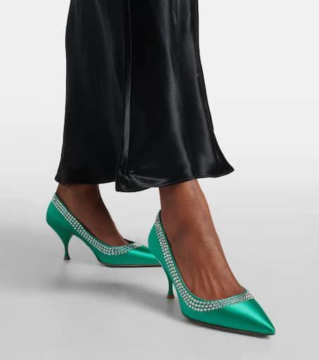Miu Miu Crystal-embellished satin pumps 4