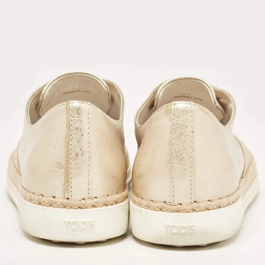 Tod's Tod's Beige/Gold Leather Espadrille Flat Size 36 5