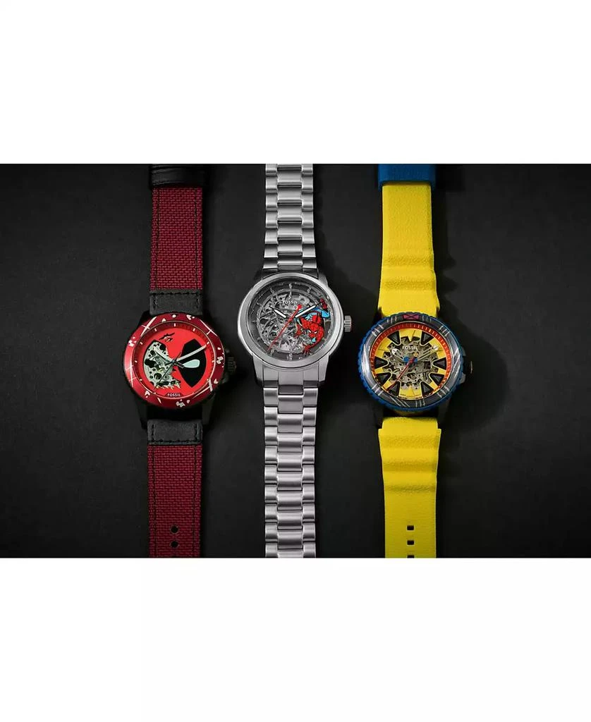 Fossil Unisex Marvel x Limited Edition Automatic Red and Black Nylon and Leather Watch, 42mm 8