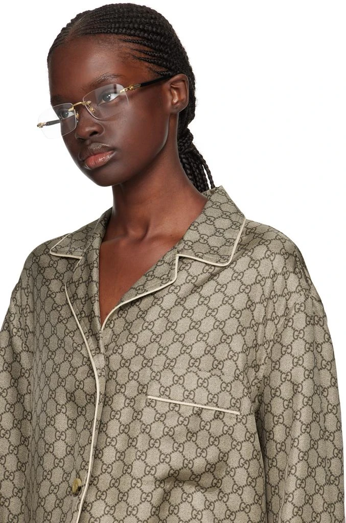 Gucci Gold & Black Rimless Rectangle Glasses 4