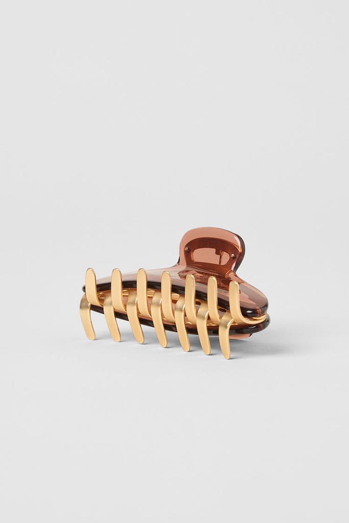 Alo Acrylic Illusion Claw Clip - Clear Chestnut/Gold - Fashion