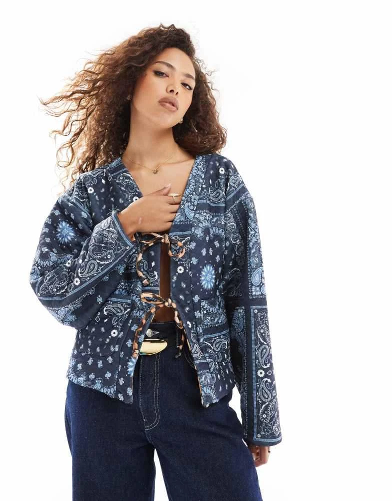 ASOS ASOS DESIGN quilted jacket in bandana and leopard print 1