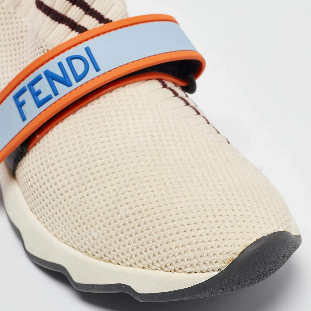 Fendi Fendi Cream/Burgundy Knit Fabric Rockoko Sneakers Size 37 9