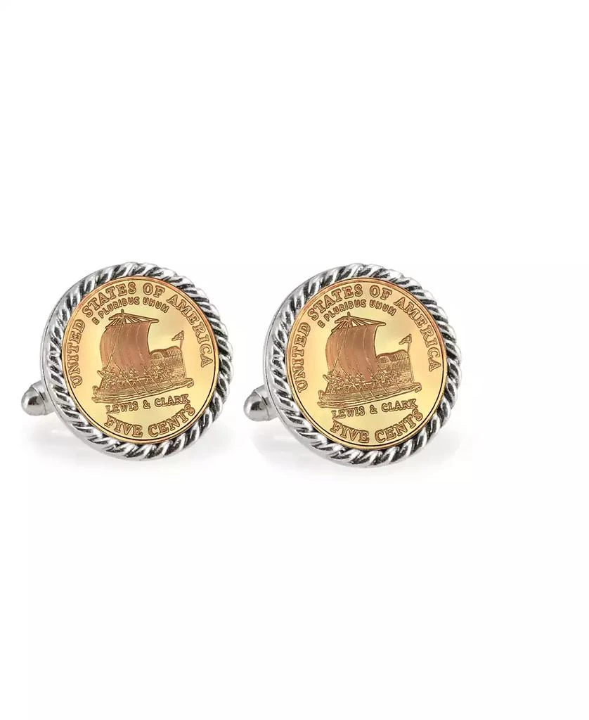 American Coin Treasures Gold-Layered 2004 Keelboat Rope Bezel Coin Cuff Links