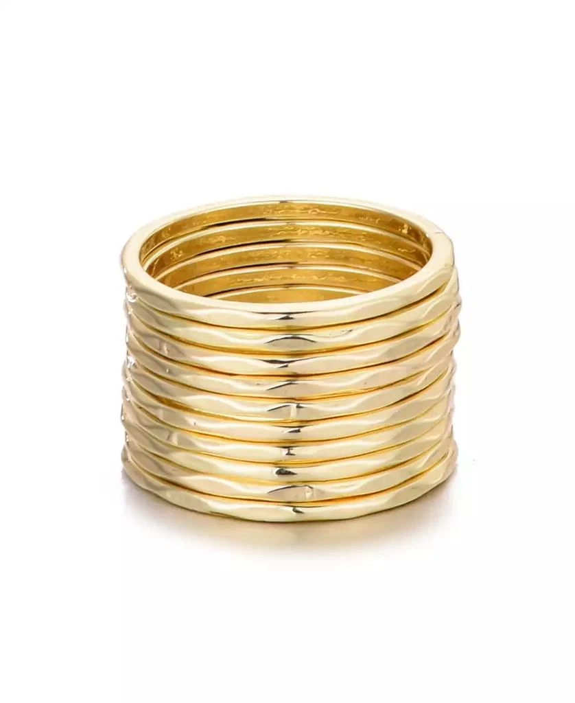 ADORNIA Gold 10- Ring Hammered Band Set