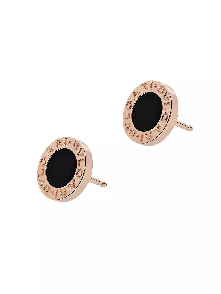 BVLGARI Classic 18K Rose Gold &amp; Onyx Single Round Stud Earring 4