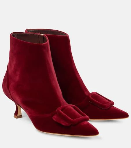 Manolo Blahnik Baylow velvet ankle boots 1