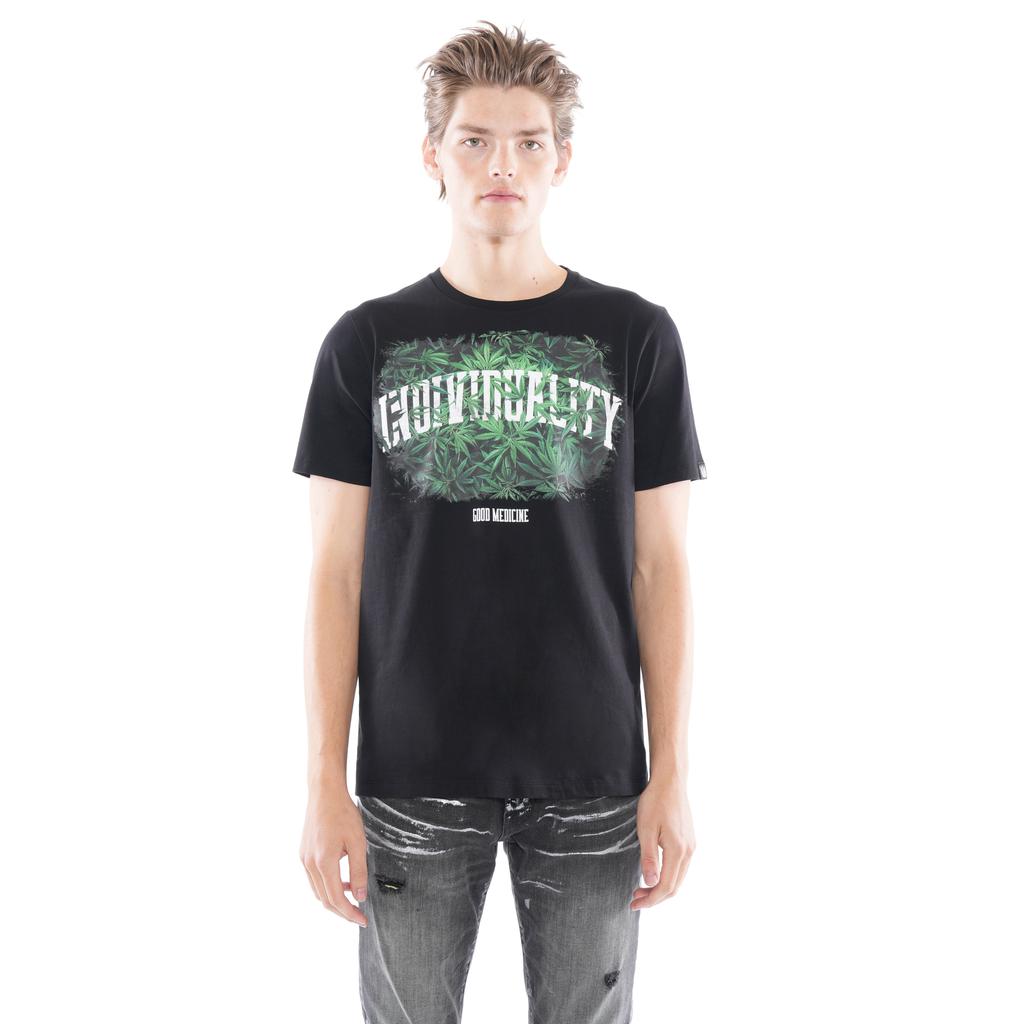 Cult Of Individuality SHORT SLEEVE CREW NECK TEE  "GOOD MEDICINE" IN BLACK