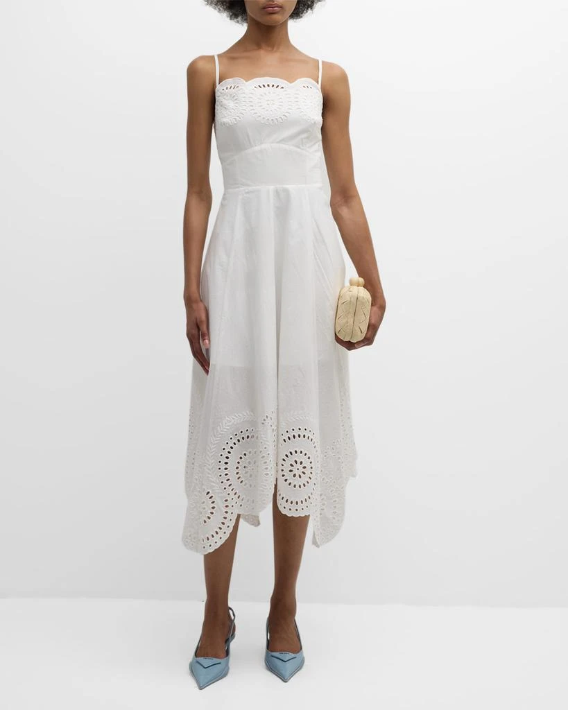 Milly Camilla Embroidered Handkerchief Midi Dress 3