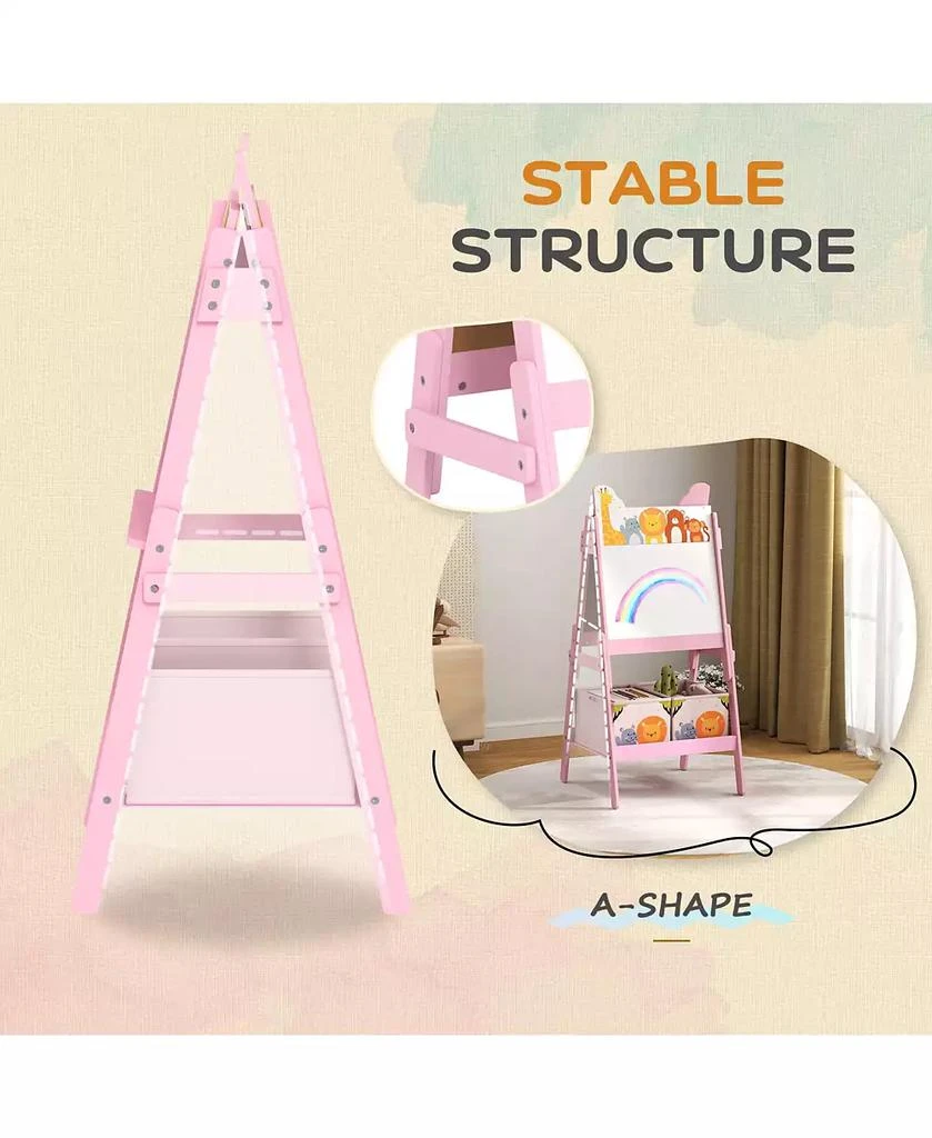 HONGGE Double Sided Kids Art Easel with Whiteboard and Chalkboard 7