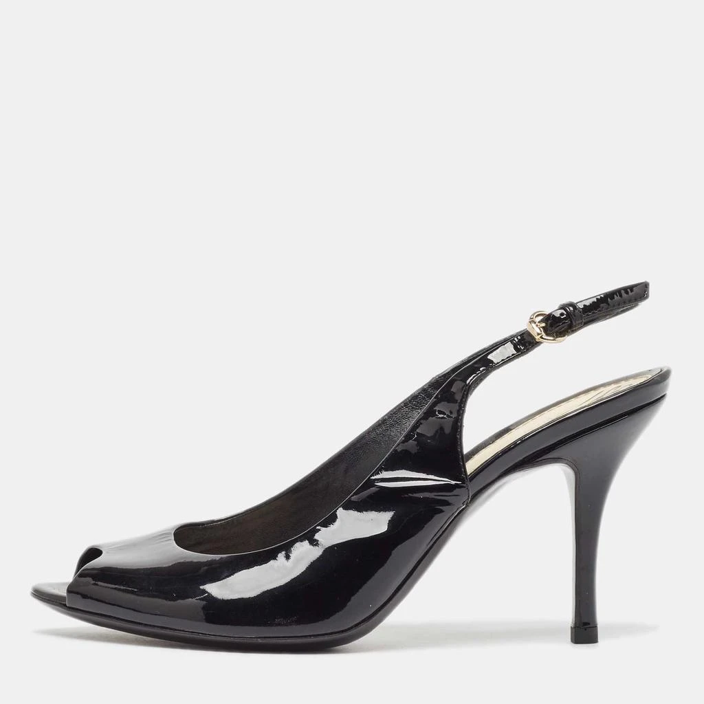 Gucci Gucci Black Patent Peep Toe Slingback Pumps Size 36.5 1