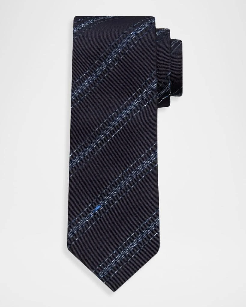 Brunello Cucinelli Men
s Silk and Cotton Textured Stripe Tie