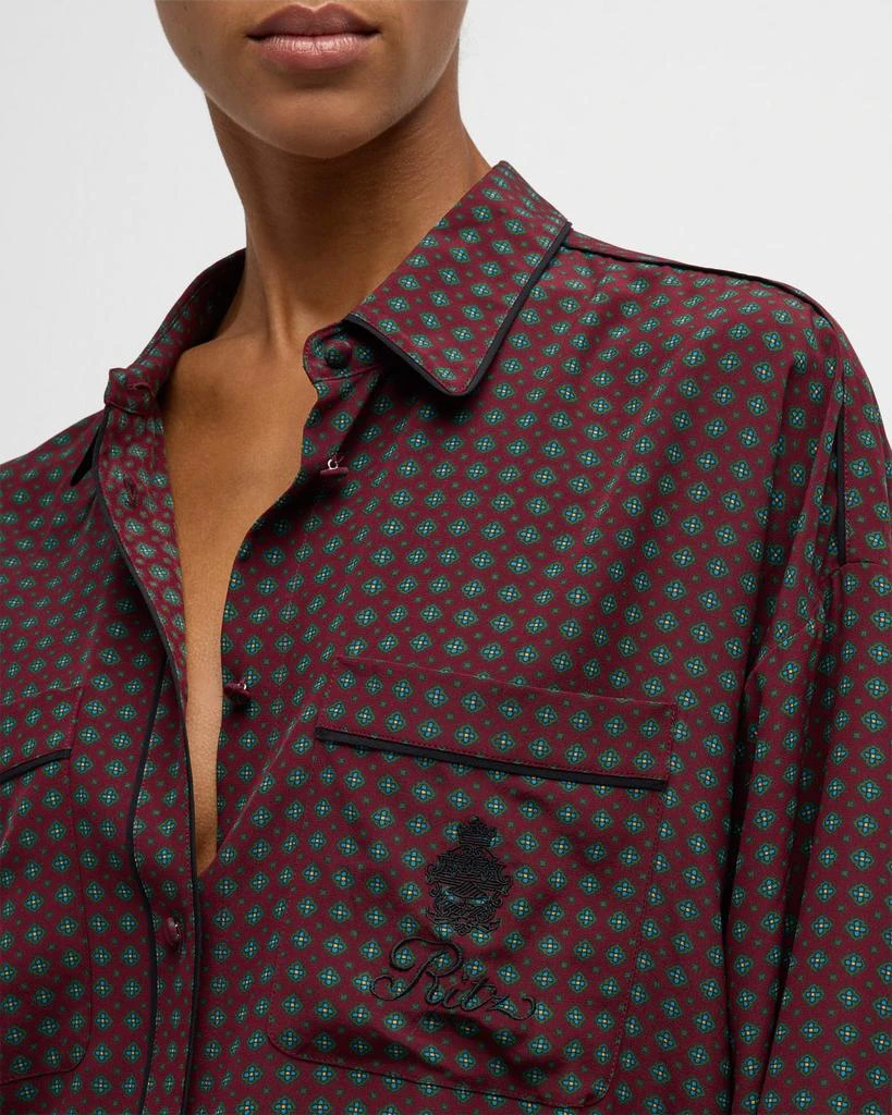FRAME FRAME x Ritz Paris Printed Silk Button-Front Shirt 6