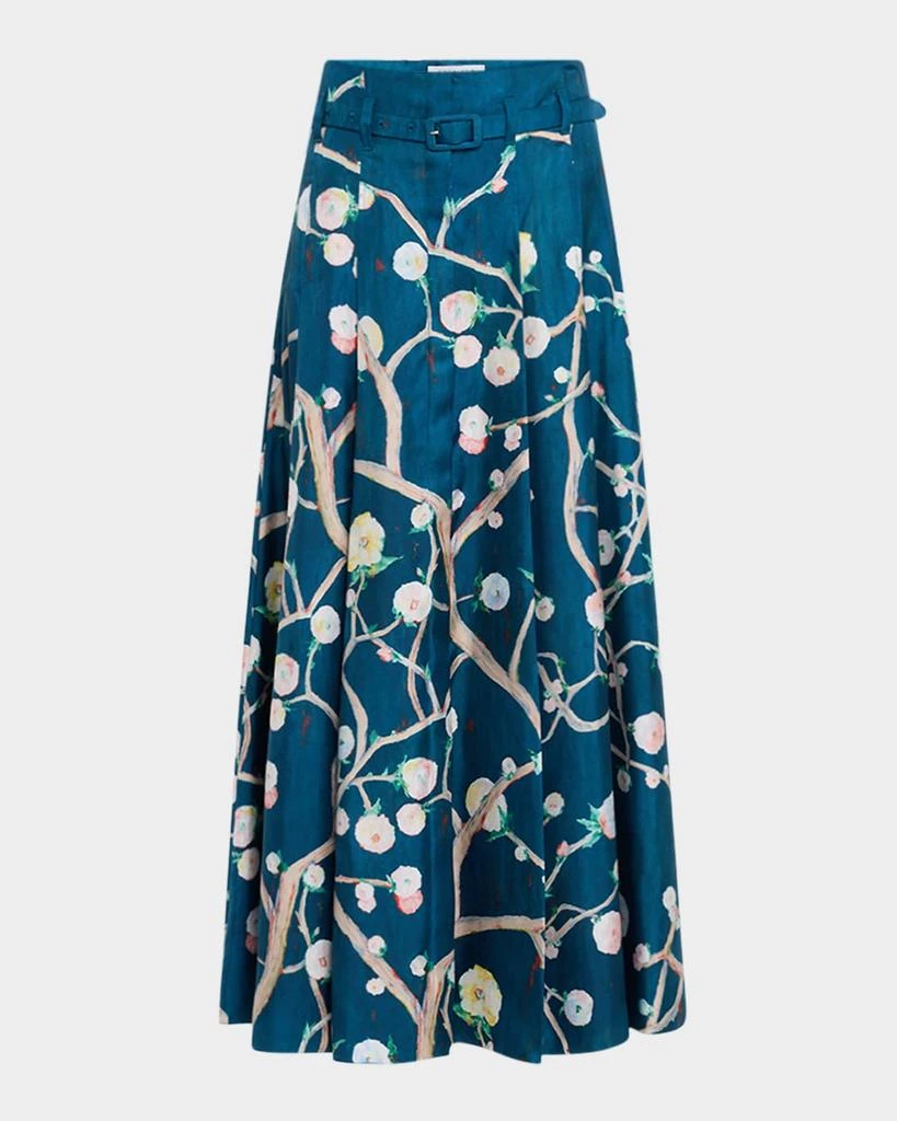 Gabriela Hearst Dugald Floral Pleated Ankle Skirt With Belt 1