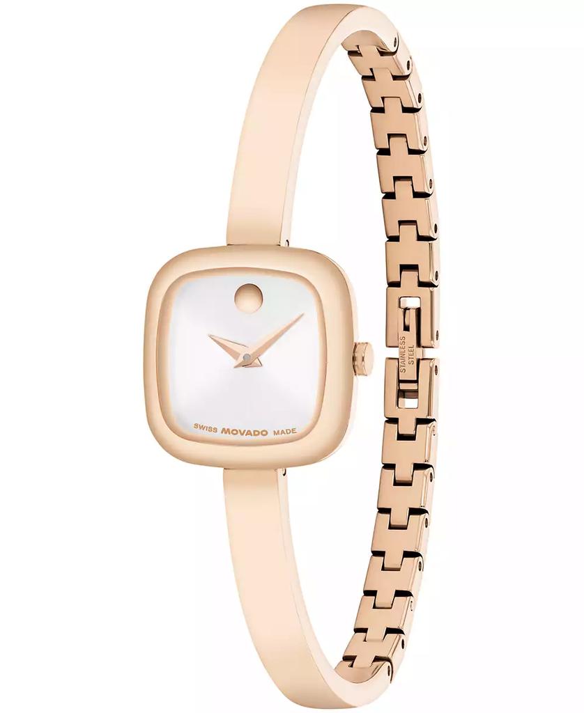 Movado Women's Museum Cushion Swiss Quartz Rose PVD Bangle Watch, 21.50mm