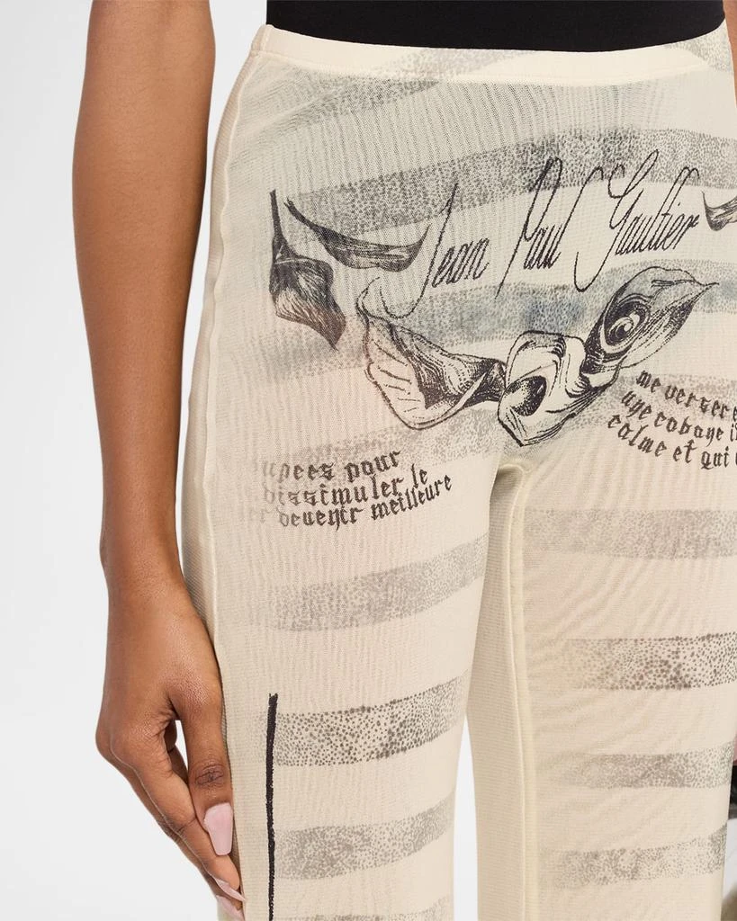 Jean Paul Gaultier Tattoo Mariniere Print Mesh Straight-Leg Trousers 5