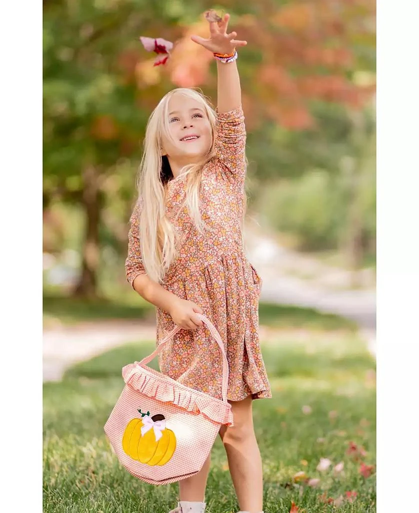 Bits 
Bows Girls Ruffled Bow Halloween Pumpkin Tote in Orange 2