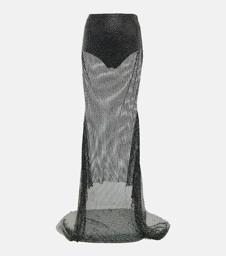 GIUSEPPE DI MORABITO Crystal-embellished mesh maxi skirt 1