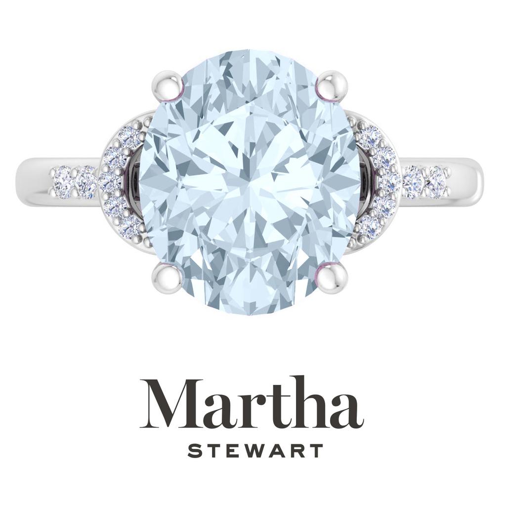 Martha Stewart 4 1/2 Carat Oval Shape Gemstone Ring with Lab Grown Diamonds in Sterling Silver, Choose Your Gemstone