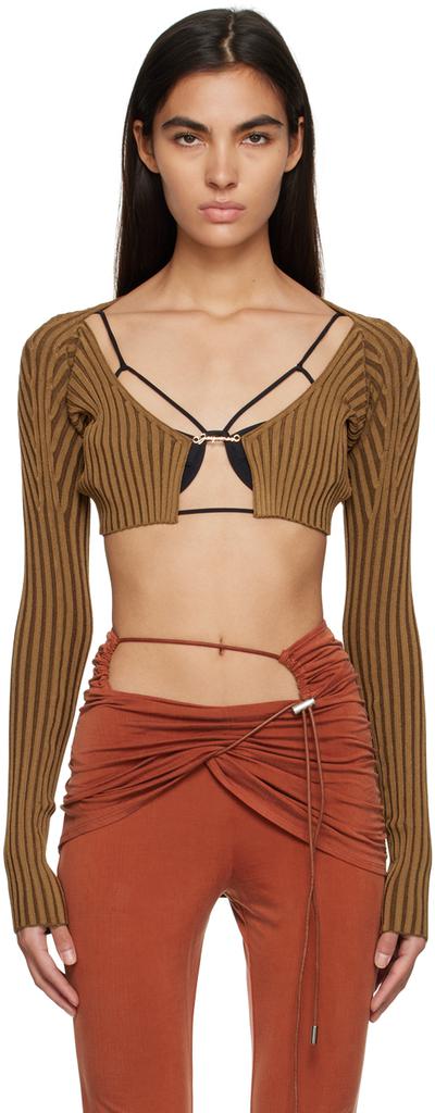 JACQUEMUS カーディガン ラ マイユ プラル ロング ブラウン Brown Le Raphia 'La Maille Pralù' Cardigan – On Sale Now with Up