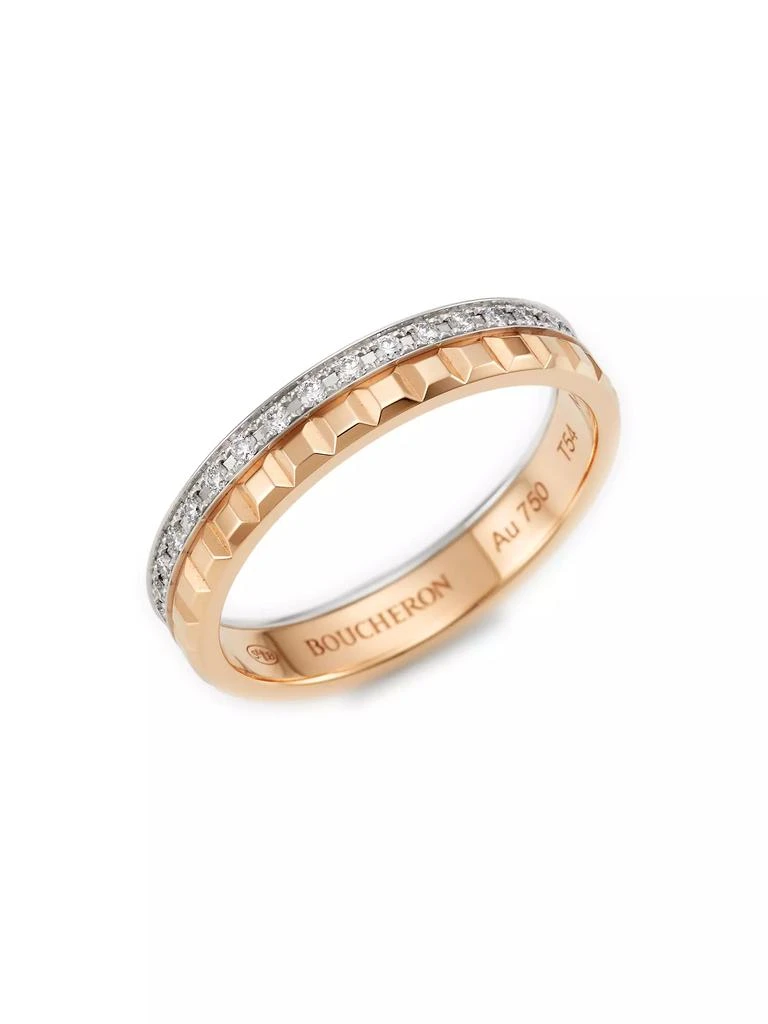 Boucheron Quatre Radiant Edition Clou De Paris Two-Tone 18K Gold & 0.24 TCW Diamond Wedding Band 1