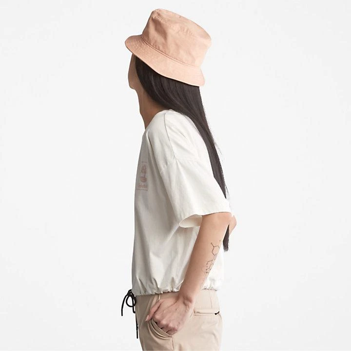 Timberland Cropped T-Shirt with Drawstring Hem for Women in White 4