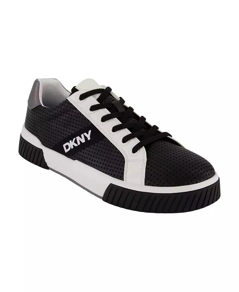 DKNY Men's Perforated Two-Tone Branded Sole Racer Toe Sneakers 1