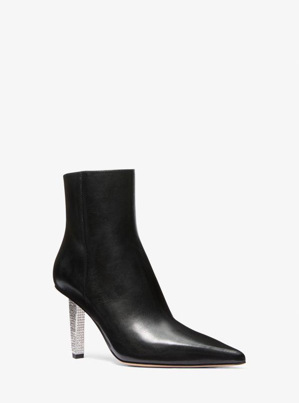 Michael Kors Halle Embellished Leather Ankle Boot