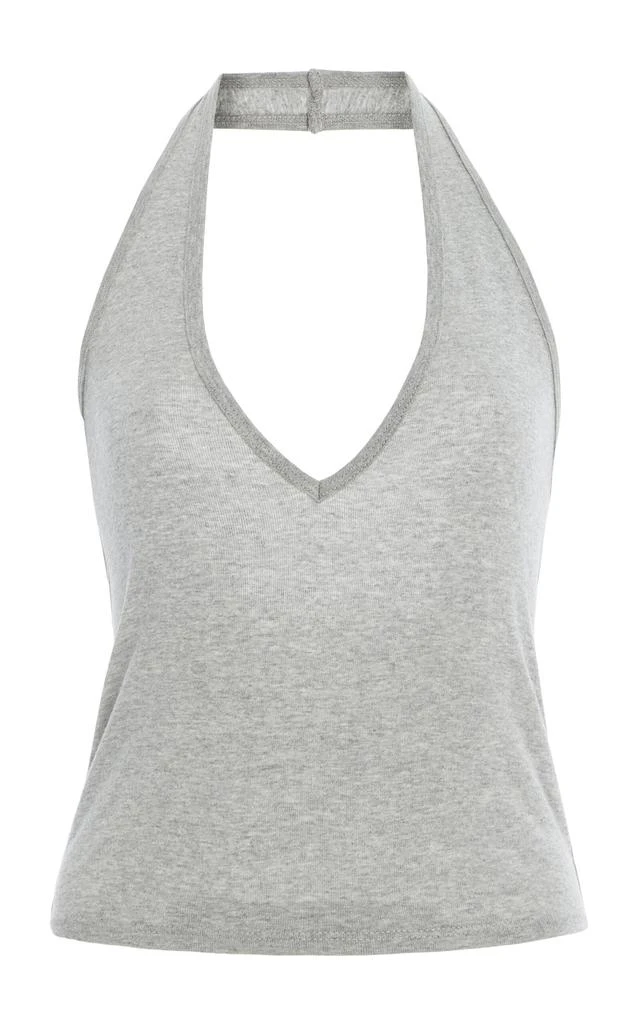 Nili Lotan NILI LOTAN - Britt Cropped Cotton Halter Tank Top - Grey - L - Moda Operandi 1