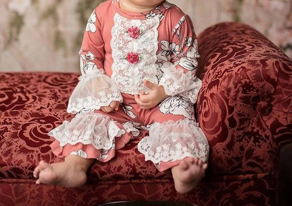 Haute Baby Baby Girls Sweet Blush Romper In Pink/white/grey