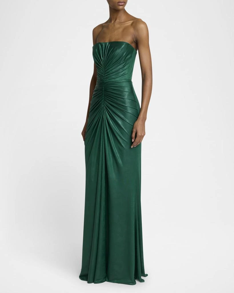 Elie Saab Strapless Ruched Coated Jersey Gown 4