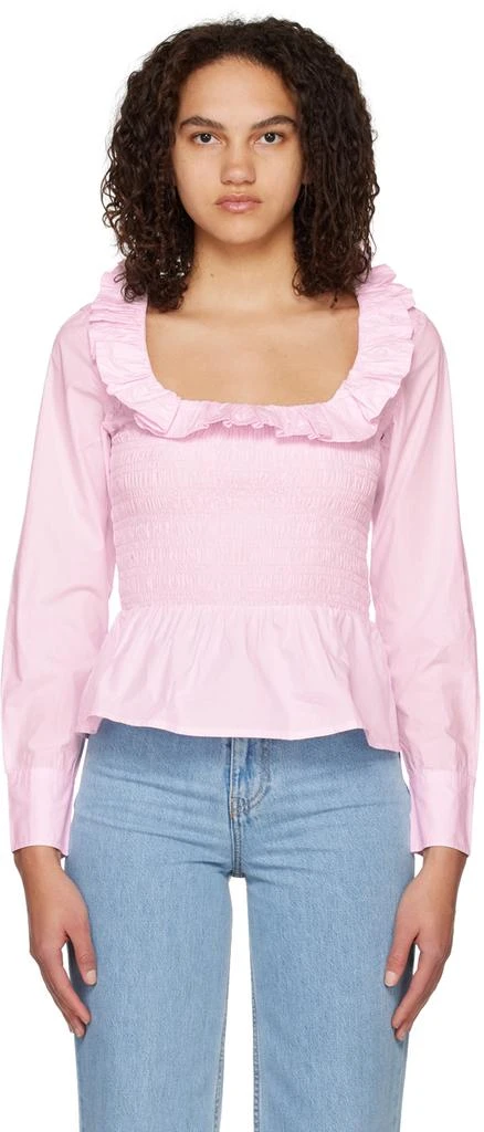 Ganni Pink Smock Blouse 1